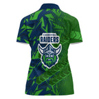 Canberra Raiders Rugby Women Polo Shirt Fierce Mascot Geometric Tribal Art