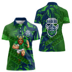 Canberra Raiders Rugby Women Polo Shirt Fierce Mascot Geometric Tribal Art
