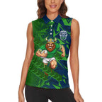 Canberra Raiders Rugby Women Sleeveless Polo Shirt Fierce Mascot Geometric Tribal Art