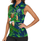 Canberra Raiders Rugby Women Sleeveless Polo Shirt Fierce Mascot Geometric Tribal Art