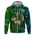 Canberra Raiders Rugby Zip Hoodie Fierce Mascot Geometric Tribal Art