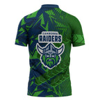Canberra Raiders Rugby Zipper Polo Shirt Fierce Mascot Geometric Tribal Art