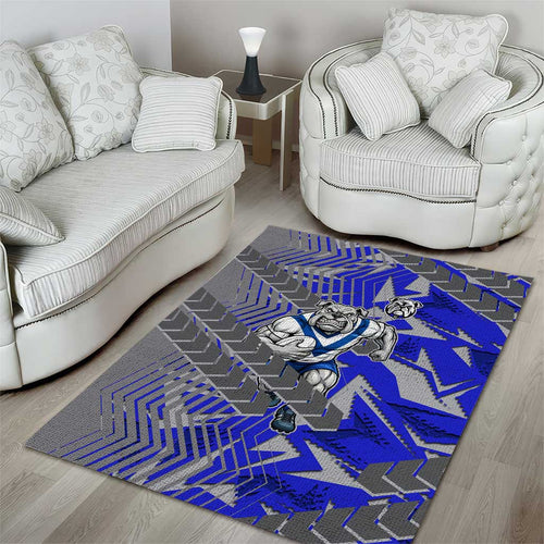 Canterbury Bankstown Bulldogs Rugby Area Rug Fierce Mascot Geometric Tribal Art
