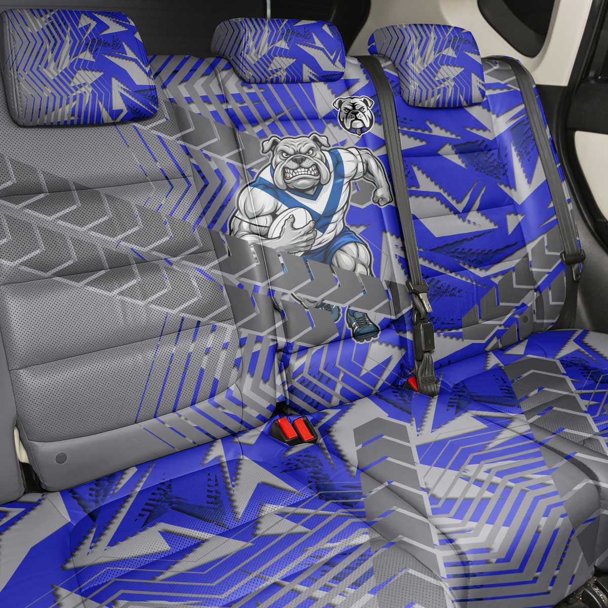 Canterbury Bankstown Bulldogs Rugby Back Car Seat Cover Fierce Mascot Geometric Tribal Art