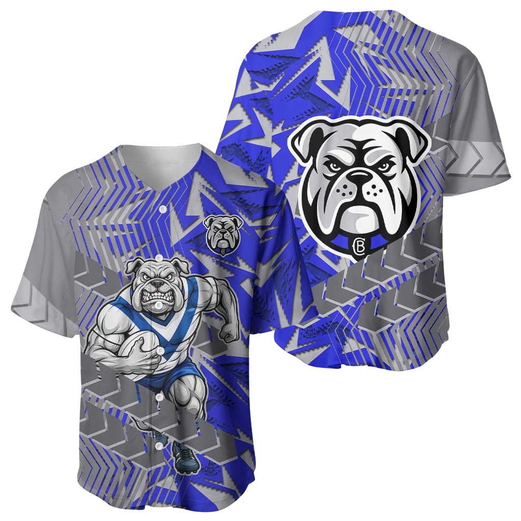 Canterbury Bankstown Bulldogs Rugby Baseball Jersey Fierce Mascot Geometric Tribal Art