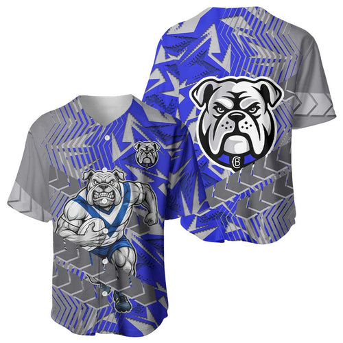Canterbury Bankstown Bulldogs Rugby Baseball Jersey Fierce Mascot Geometric Tribal Art