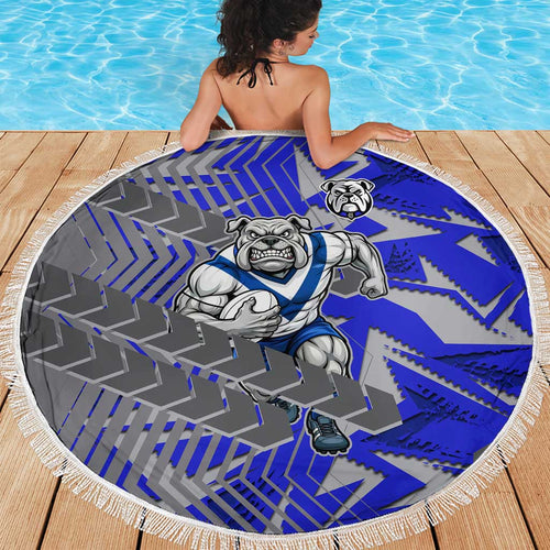 Canterbury Bankstown Bulldogs Rugby Beach Blanket Fierce Mascot Geometric Tribal Art