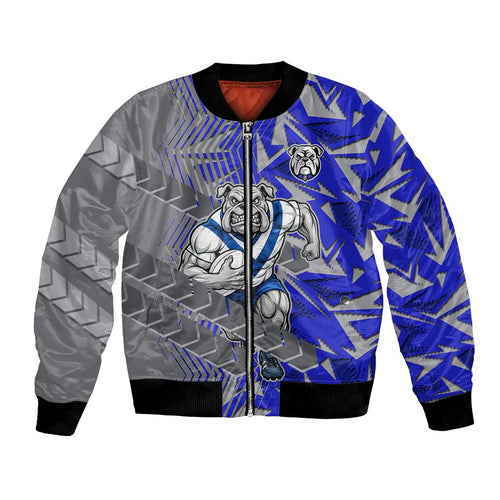 Canterbury Bankstown Bulldogs Rugby Bomber Jacket Fierce Mascot Geometric Tribal Art