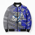 Canterbury Bankstown Bulldogs Rugby Bomber Puffer Jacket Fierce Mascot Geometric Tribal Art