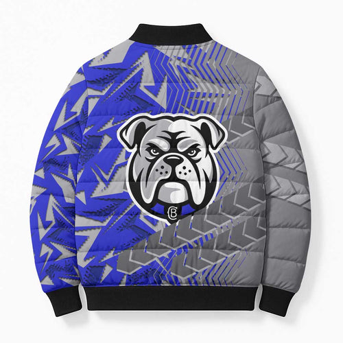 Canterbury Bankstown Bulldogs Rugby Bomber Puffer Jacket Fierce Mascot Geometric Tribal Art