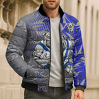 Canterbury Bankstown Bulldogs Rugby Bomber Puffer Jacket Fierce Mascot Geometric Tribal Art