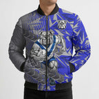 Canterbury Bankstown Bulldogs Rugby Bomber Puffer Jacket Fierce Mascot Geometric Tribal Art