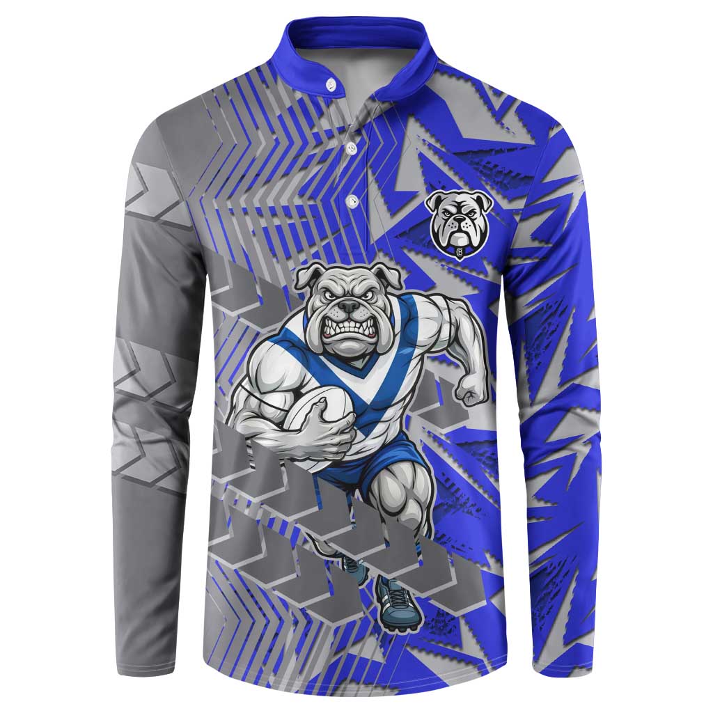 Canterbury Bankstown Bulldogs Rugby Button Sweatshirt Fierce Mascot Geometric Tribal Art