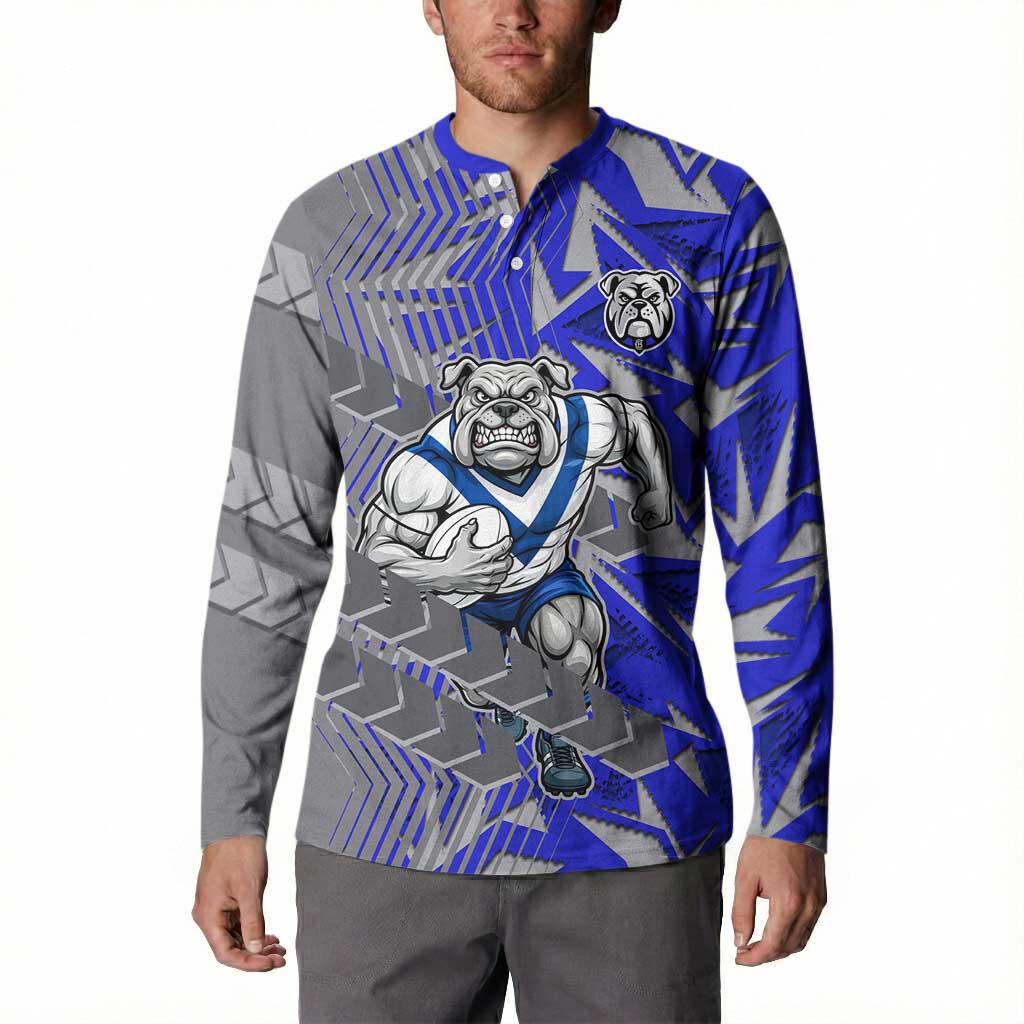 Canterbury Bankstown Bulldogs Rugby Button Sweatshirt Fierce Mascot Geometric Tribal Art