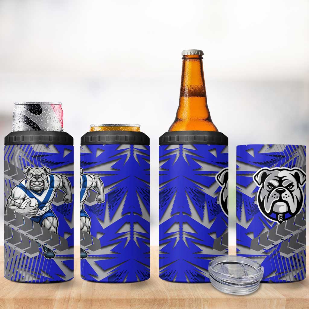 Canterbury Bankstown Bulldogs Rugby 4 in 1 Can Cooler Tumbler Fierce Mascot Geometric Tribal Art