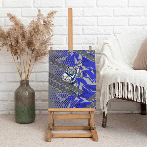 Canterbury Bankstown Bulldogs Rugby Canvas Wall Art Fierce Mascot Geometric Tribal Art