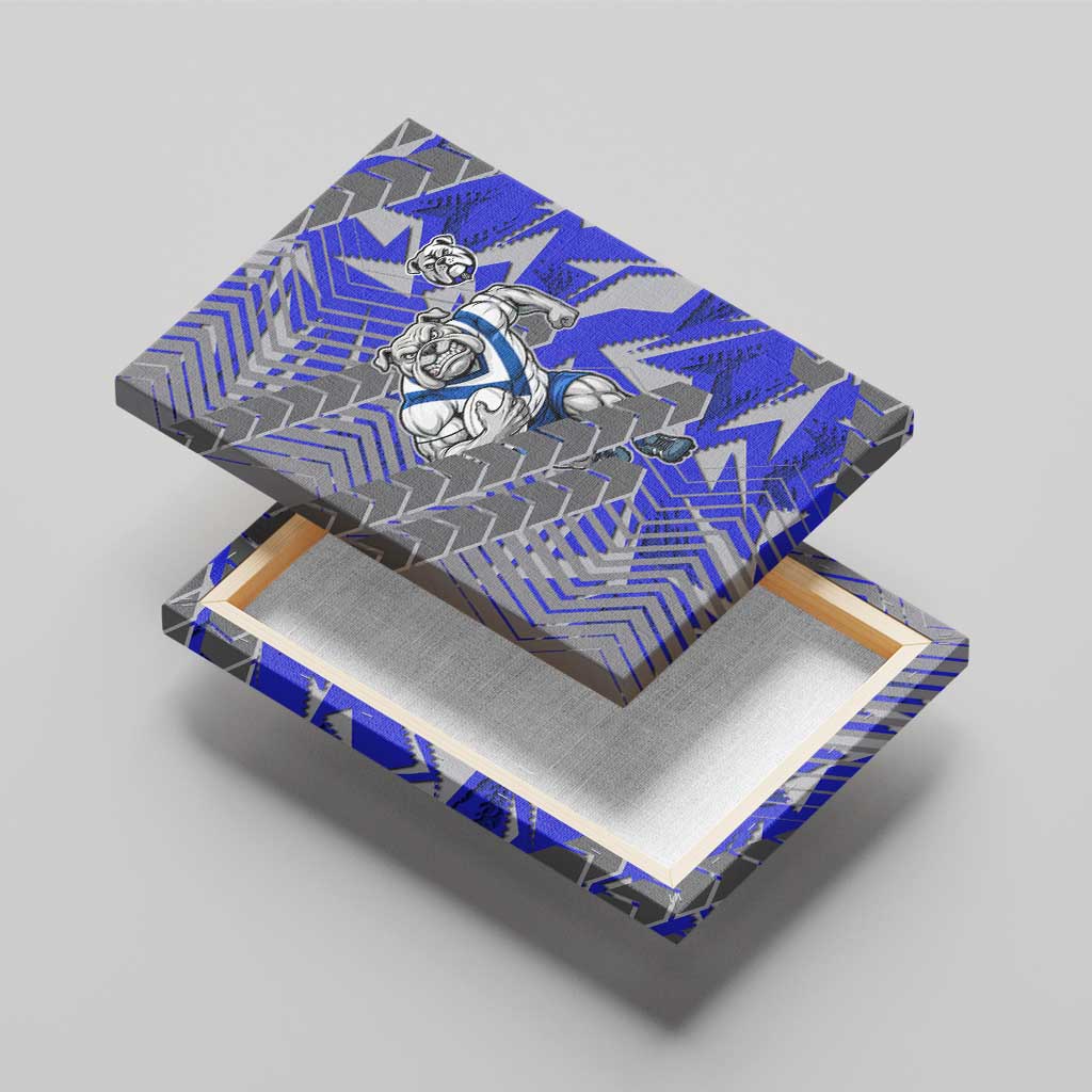 Canterbury Bankstown Bulldogs Rugby Canvas Wall Art Fierce Mascot Geometric Tribal Art