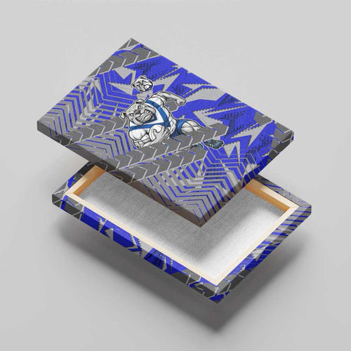 Canterbury Bankstown Bulldogs Rugby Canvas Wall Art Fierce Mascot Geometric Tribal Art