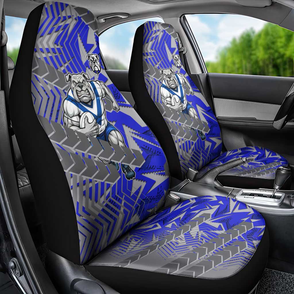 Canterbury Bankstown Bulldogs Rugby Car Seat Cover Fierce Mascot Geometric Tribal Art