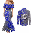 Canterbury Bankstown Bulldogs Rugby Couples Matching Mermaid Dress and Long Sleeve Button Shirt Fierce Mascot Geometric Tribal Art