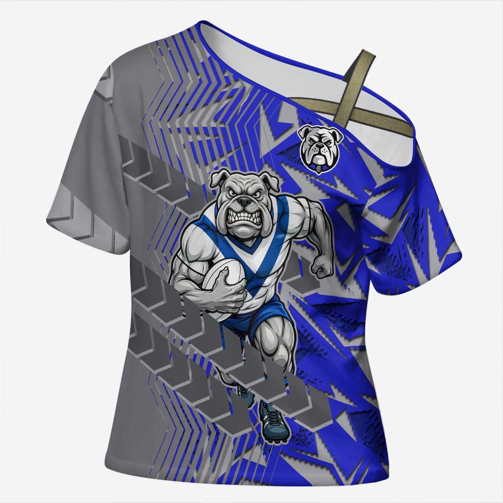 Canterbury Bankstown Bulldogs Rugby Cross Shoulder Shirt Fierce Mascot Geometric Tribal Art
