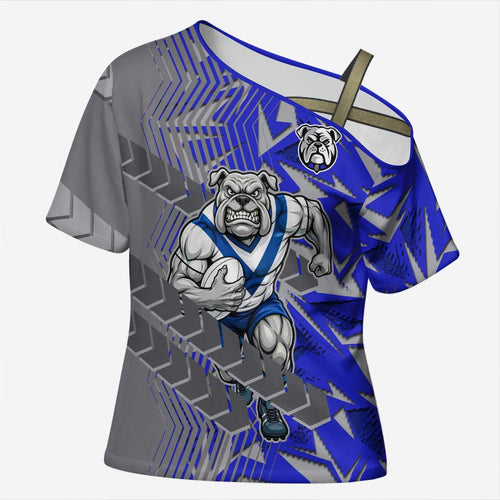 Canterbury Bankstown Bulldogs Rugby Cross Shoulder Shirt Fierce Mascot Geometric Tribal Art