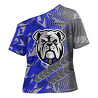 Canterbury Bankstown Bulldogs Rugby Cross Shoulder Shirt Fierce Mascot Geometric Tribal Art
