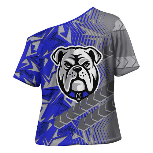 Canterbury Bankstown Bulldogs Rugby Cross Shoulder Shirt Fierce Mascot Geometric Tribal Art