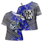 Canterbury Bankstown Bulldogs Rugby Cross Shoulder Shirt Fierce Mascot Geometric Tribal Art