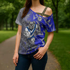 Canterbury Bankstown Bulldogs Rugby Cross Shoulder Shirt Fierce Mascot Geometric Tribal Art