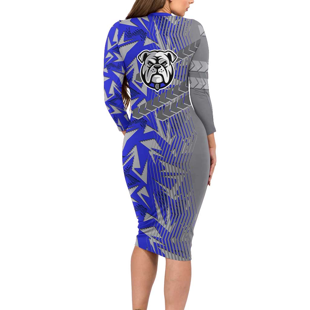 Canterbury Bankstown Bulldogs Rugby Family Matching Long Sleeve Bodycon Dress and Hawaiian Shirt Fierce Mascot Geometric Tribal Art