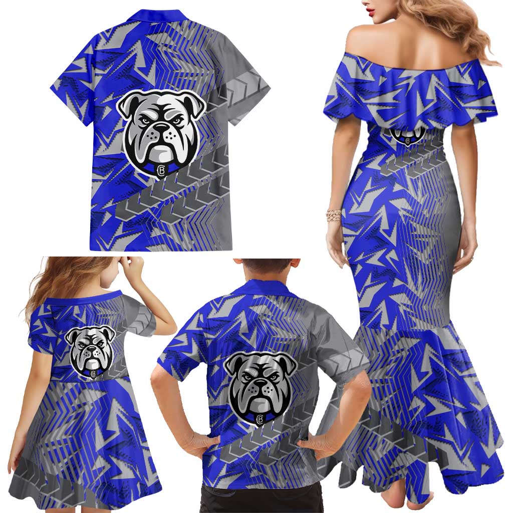 Canterbury Bankstown Bulldogs Rugby Family Matching Mermaid Dress and Hawaiian Shirt Fierce Mascot Geometric Tribal Art
