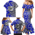 Canterbury Bankstown Bulldogs Rugby Family Matching Mermaid Dress and Hawaiian Shirt Fierce Mascot Geometric Tribal Art