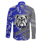 Canterbury Bankstown Bulldogs Rugby Family Matching Off The Shoulder Long Sleeve Dress and Hawaiian Shirt Fierce Mascot Geometric Tribal Art