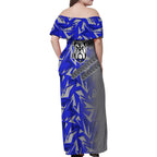 Canterbury Bankstown Bulldogs Rugby Family Matching Off Shoulder Maxi Dress and Hawaiian Shirt Fierce Mascot Geometric Tribal Art