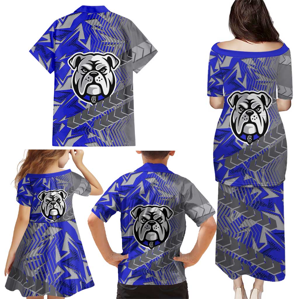 Canterbury Bankstown Bulldogs Rugby Family Matching Puletasi and Hawaiian Shirt Fierce Mascot Geometric Tribal Art