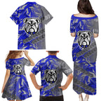 Canterbury Bankstown Bulldogs Rugby Family Matching Puletasi and Hawaiian Shirt Fierce Mascot Geometric Tribal Art