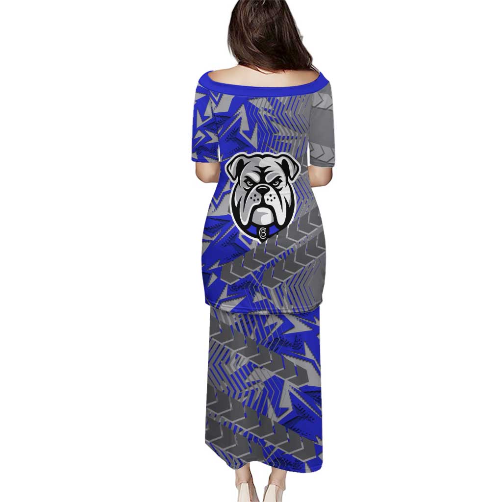 Canterbury Bankstown Bulldogs Rugby Family Matching Puletasi and Hawaiian Shirt Fierce Mascot Geometric Tribal Art