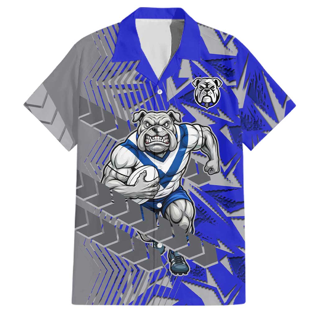 Canterbury Bankstown Bulldogs Rugby Family Matching Short Sleeve Bodycon Dress and Hawaiian Shirt Fierce Mascot Geometric Tribal Art