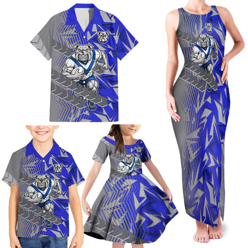 Canterbury Bankstown Bulldogs Rugby Family Matching Tank Maxi Dress and Hawaiian Shirt Fierce Mascot Geometric Tribal Art