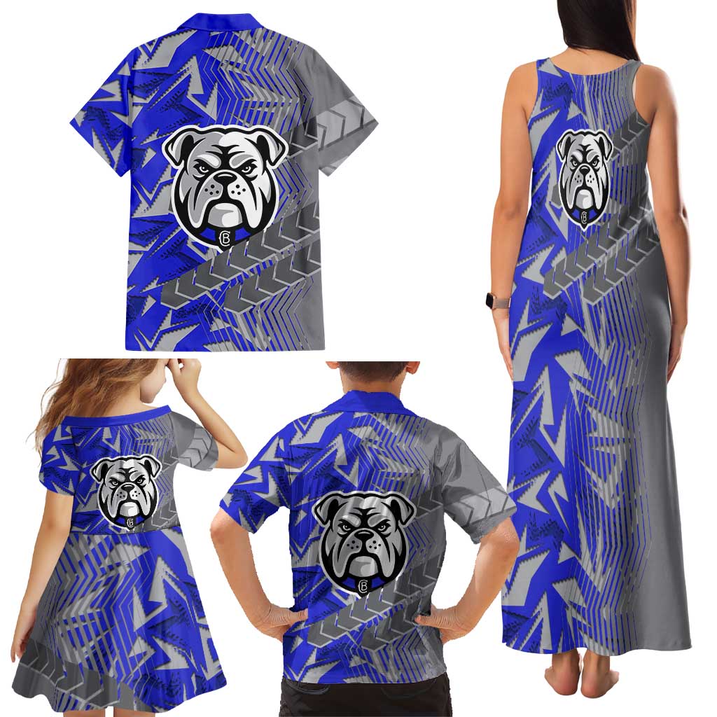 Canterbury Bankstown Bulldogs Rugby Family Matching Tank Maxi Dress and Hawaiian Shirt Fierce Mascot Geometric Tribal Art