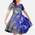 Canterbury Bankstown Bulldogs Rugby Kid Short Sleeve Dress Fierce Mascot Geometric Tribal Art