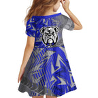 Canterbury Bankstown Bulldogs Rugby Kid Short Sleeve Dress Fierce Mascot Geometric Tribal Art