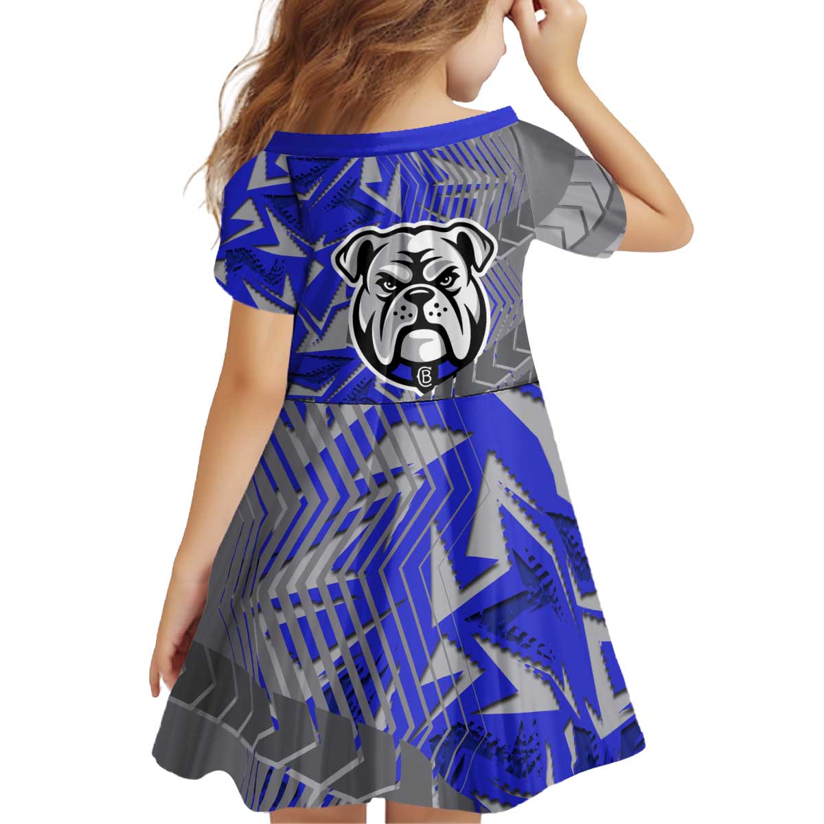 Canterbury Bankstown Bulldogs Rugby Kid Short Sleeve Dress Fierce Mascot Geometric Tribal Art