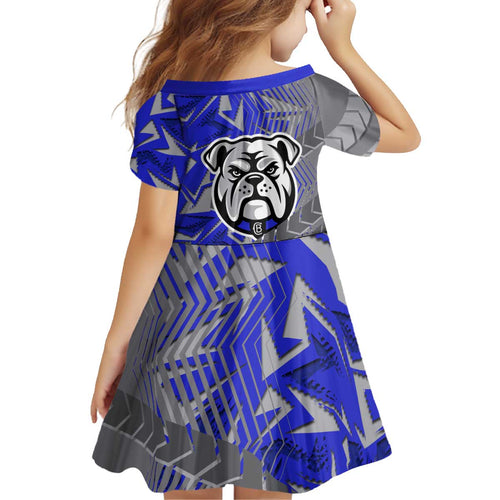 Canterbury Bankstown Bulldogs Rugby Kid Short Sleeve Dress Fierce Mascot Geometric Tribal Art