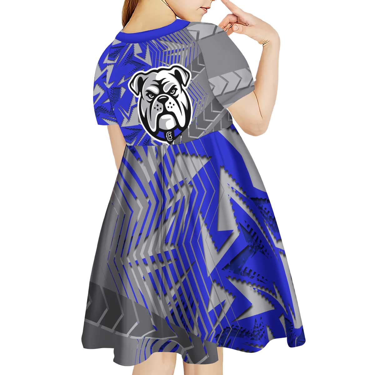 Canterbury Bankstown Bulldogs Rugby Kid Short Sleeve Dress Fierce Mascot Geometric Tribal Art