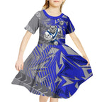 Canterbury Bankstown Bulldogs Rugby Kid Short Sleeve Dress Fierce Mascot Geometric Tribal Art