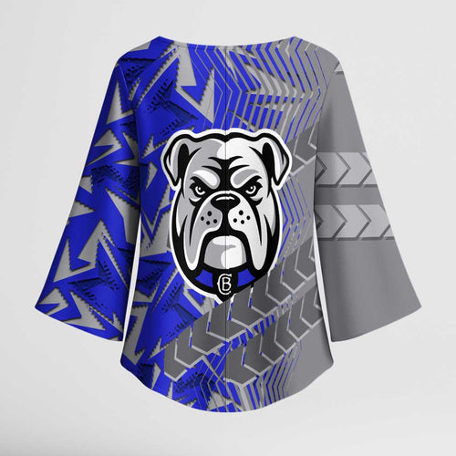 Canterbury Bankstown Bulldogs Rugby Kimono Sleeve Blouse Fierce Mascot Geometric Tribal Art