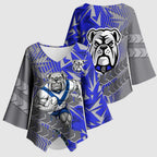 Canterbury Bankstown Bulldogs Rugby Kimono Sleeve Blouse Fierce Mascot Geometric Tribal Art