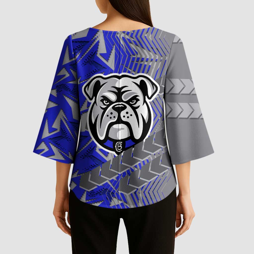 Canterbury Bankstown Bulldogs Rugby Kimono Sleeve Blouse Fierce Mascot Geometric Tribal Art